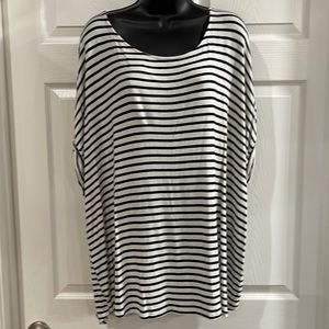White and black striped top